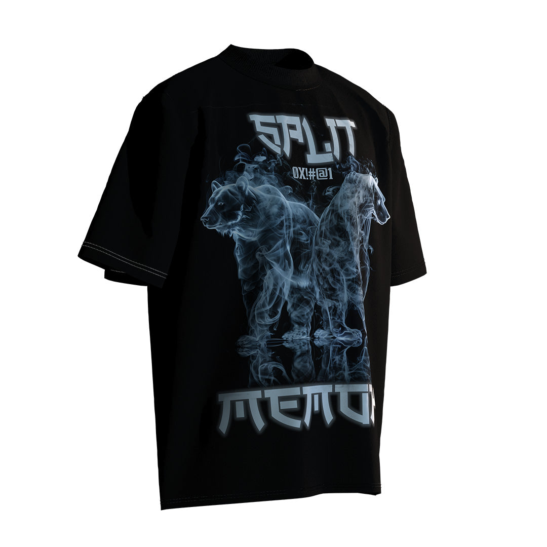 - Ghost Warroir - Ghost Rider Bear Futuristic Smoke Print Genderless Loose-Fit Short Sleeve T-Shirt