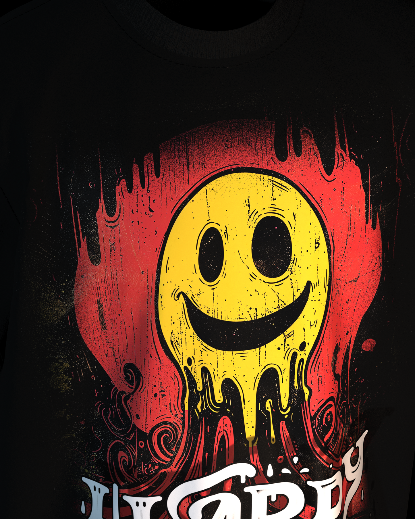 【Limited Edition】- Happy Melt - Melted Smile Hard Core Print Unisex Loose T-Shirt