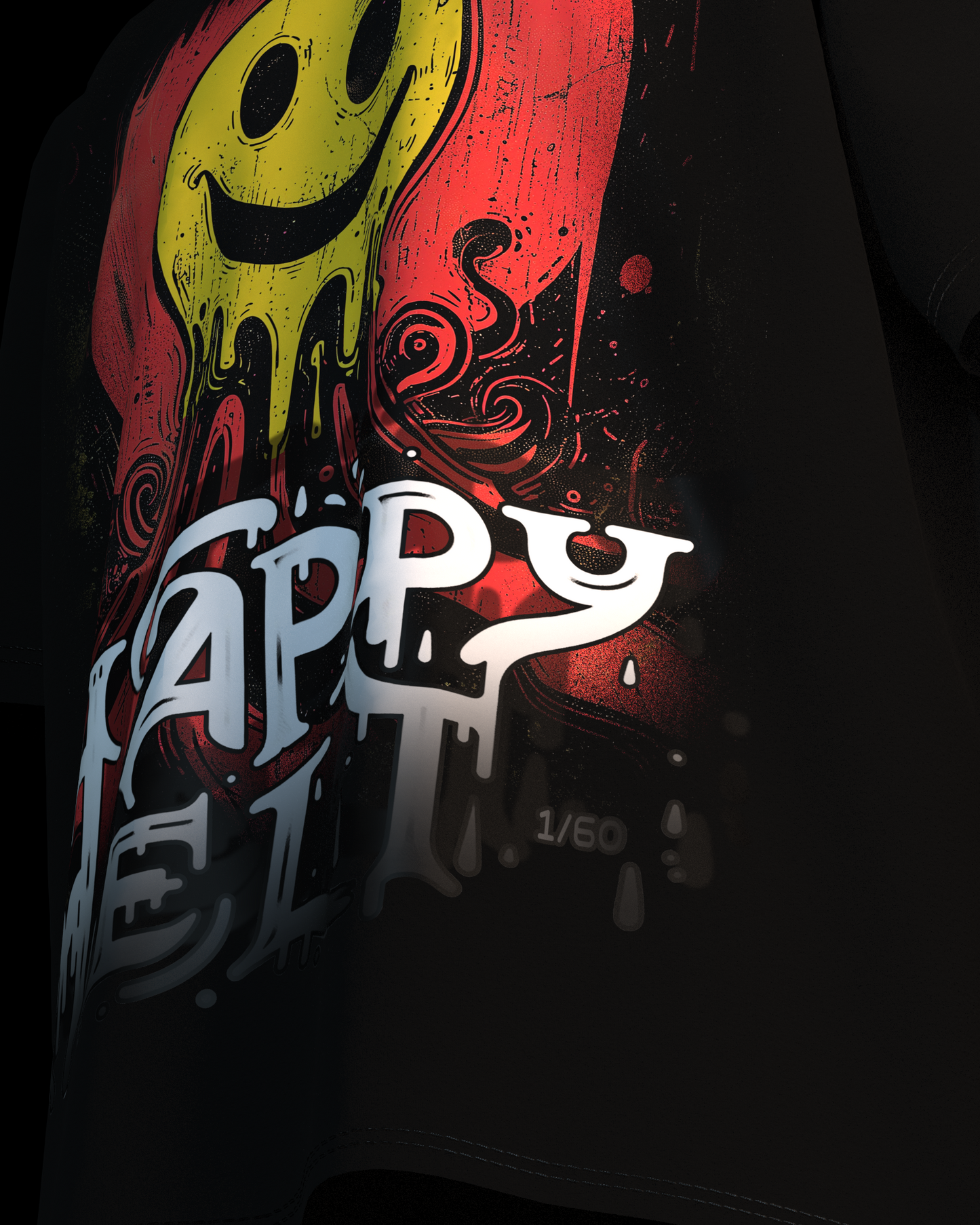 【Limited Edition】- Happy Melt - Melted Smile Hard Core Print Unisex Loose T-Shirt