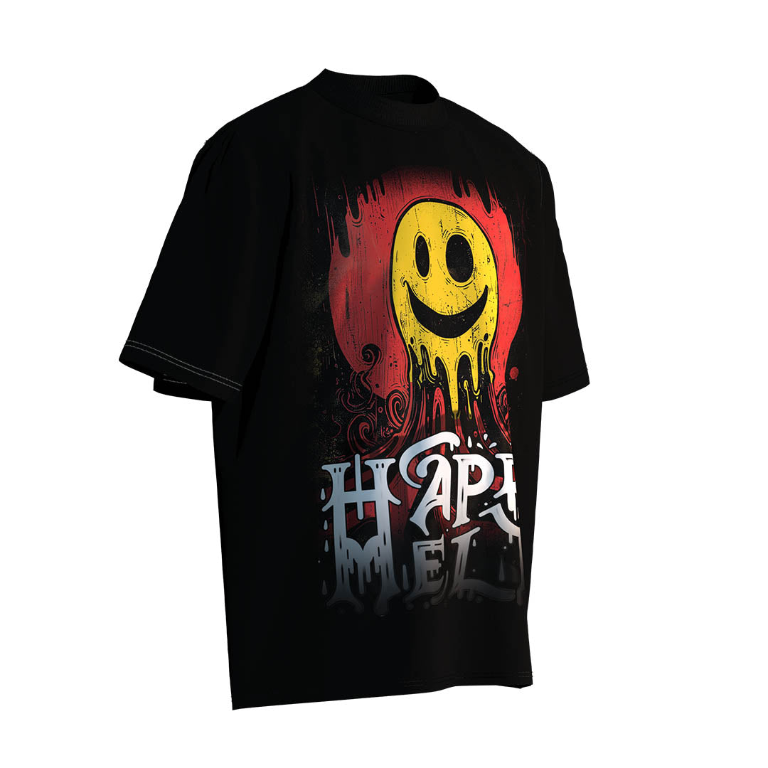 【Limited Edition】- Happy Melt - Melted Smile Hard Core Print Unisex Loose T-Shirt